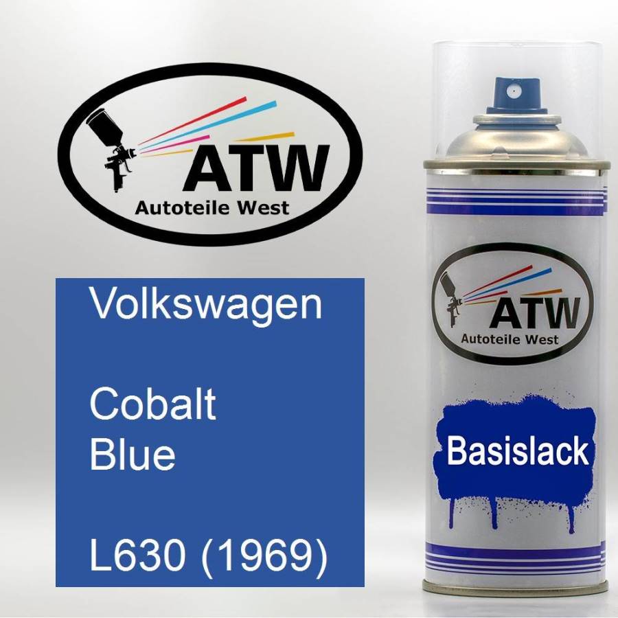 Volkswagen, Cobalt Blue, L630 (1969): 400ml Sprühdose, von ATW Autoteile West.